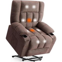 Recliner Chair with Massage and Heating, Home Theater Seating with Lumbar Support, Adjustable Electric Power Lift Chairs, Brown