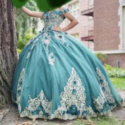 Emerald green quince dress with set