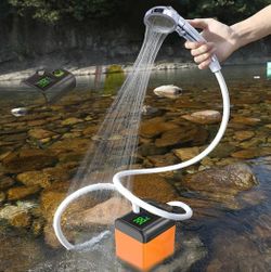 Portable camp shower outdoor USB rechargeable electric shower pumps for camping hicking car washing and pet showers