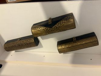 Brass Filigree Decorative Boxes Set of 3