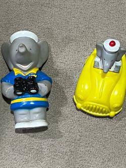 Babar the Elephant Plastic Figure Camera Arby’s Toy 1990 L De Brunhoff 3"set of2