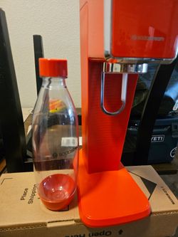SodaStream Art (Mandarin Red) Sparkling Water Maker with CO2 and Carbonating Bottle