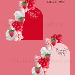 Strawberry Theme Balloon Garland