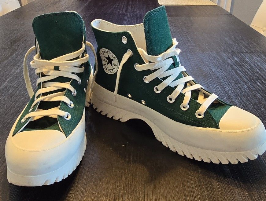 Converse Chuck Taylor All Star Lugged High Top Green White Platform Shoes
