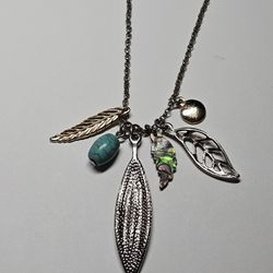 Silver Feather Charm Necklace