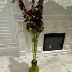 Floor Standing Green Glass Vases 