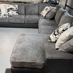 Larkstone Pewter 4 PIECE Large Sectional Ashley 