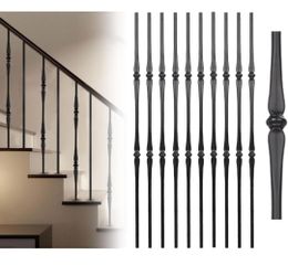 (Brand New in Box) 
10-Pack Iron Balusters for Staircase,Hollow Premium Spoon Stair Balusters,Satin Black Balusters for Staircase Interior,5/8" Round 