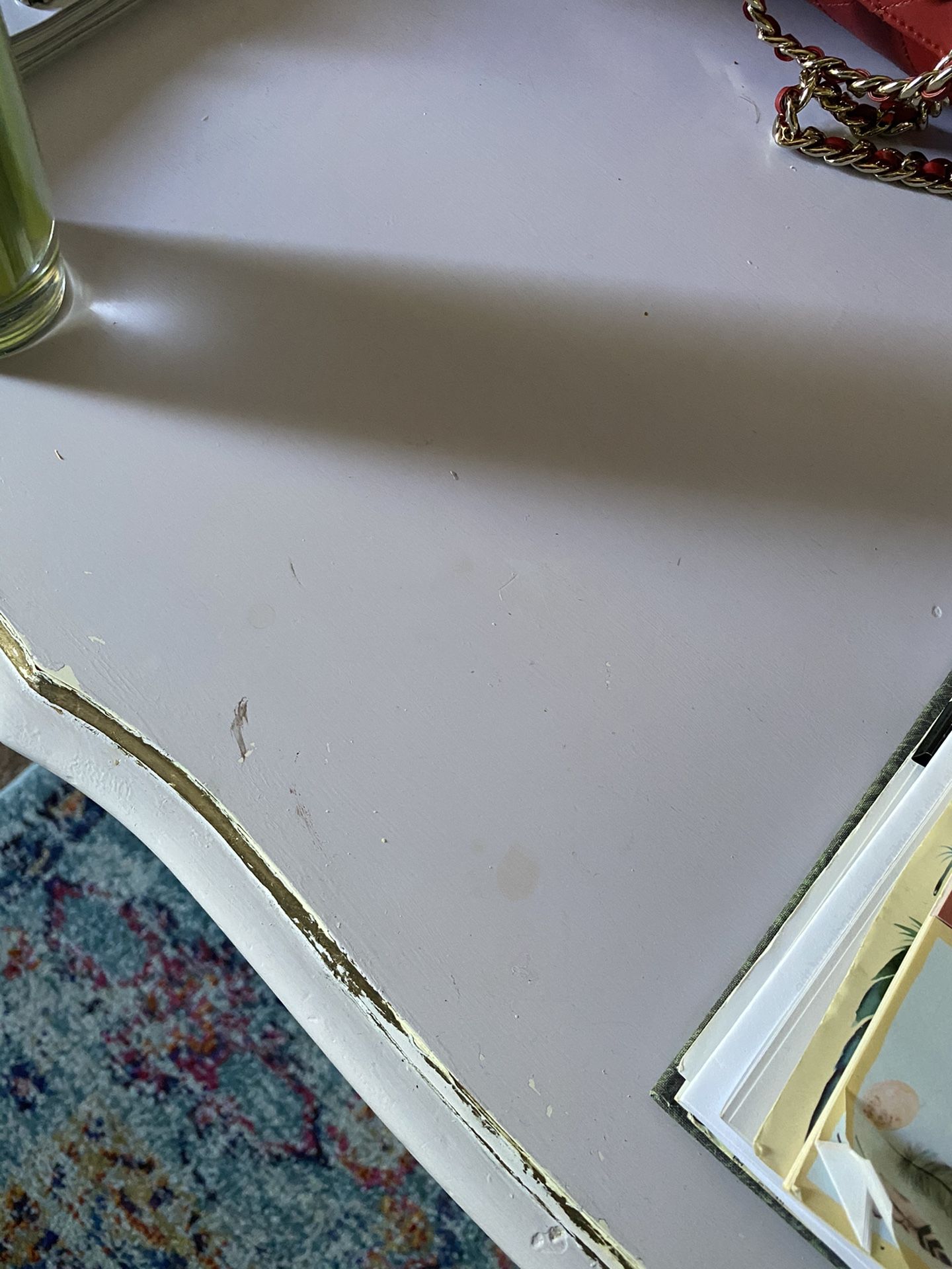 French Rustic Cottage Chic Lavender Gold Handpainted Desk