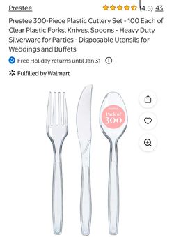 Clear Plastic Cutlery Set 