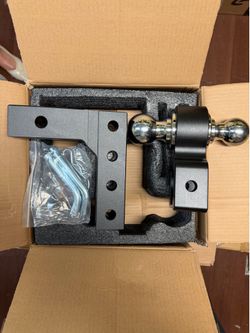 New 6" Height Adjustable Drop/Raise Aluminum Alloy Black Trailer Hitch Dual Ball Mounts Fit 2" Receiver With 2" & 2-5/16" Chrome Plated