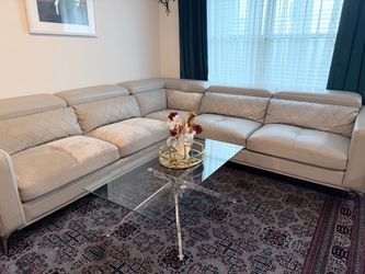 Ivory L-Shaped Sectional Sofa