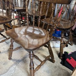 Set of 6 Antique S. Bent & Bros Wooden Chairs – Solid Wood, Excellent Condition