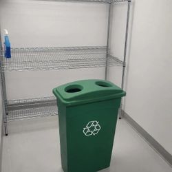 COMMERCIAL / OFFICE TRASH CAN - GREAT FOR OFFICE, GARAGE, NURSING HOME*

Rubbermaid Commercial Products GREEN Heavy-Duty Plastic Rectangle bottle.