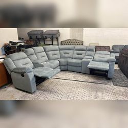 Dark Gray Color Manual Motion Sectional Sofa Set