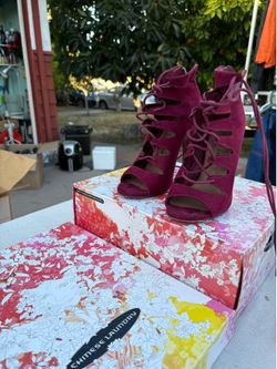 Chinese Laundry Burgundy Lace-Up Heeled Booties