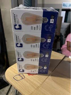 Candex vintage LED Edison light bulbs (Model M850366) with a 6W power rating and 60-watt
