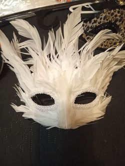 White Feather Masquerade Eye Mask