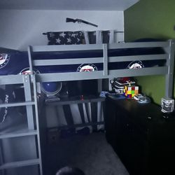 Full Bed With Desk And Drawers For Sale