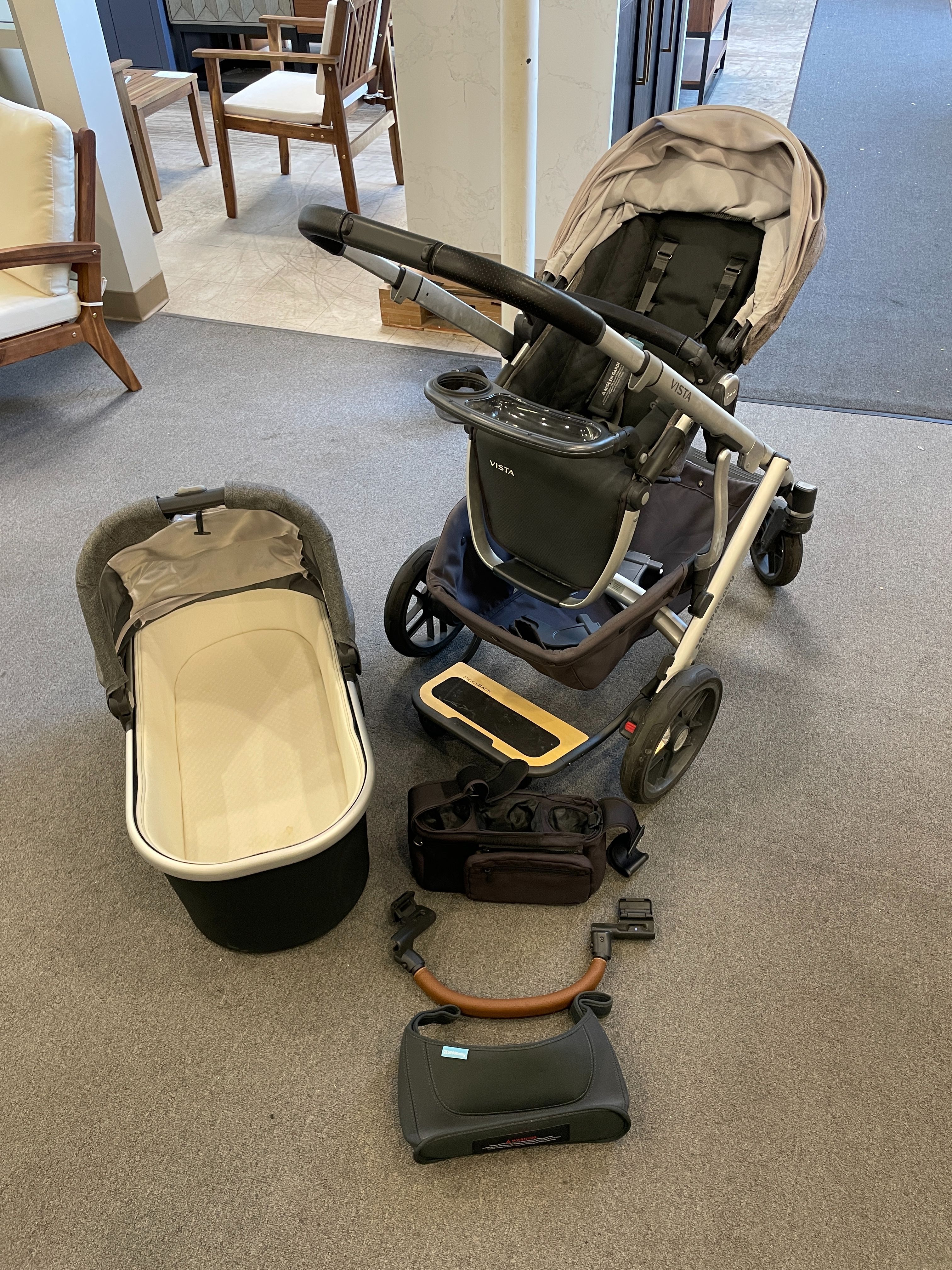 UPPAbaby Vista Stroller with Bassinet, Piggyback, and Other Accessories