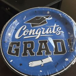 Graduation party plates Blue and black 50 plates