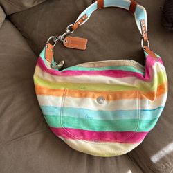 COACH Signature Hampton Colorful Stripe Small Purse