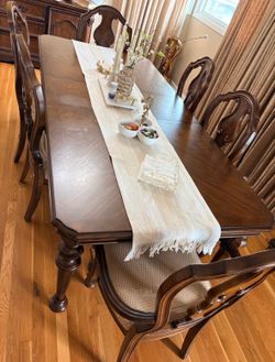 Wood dining table set + 6 chairs