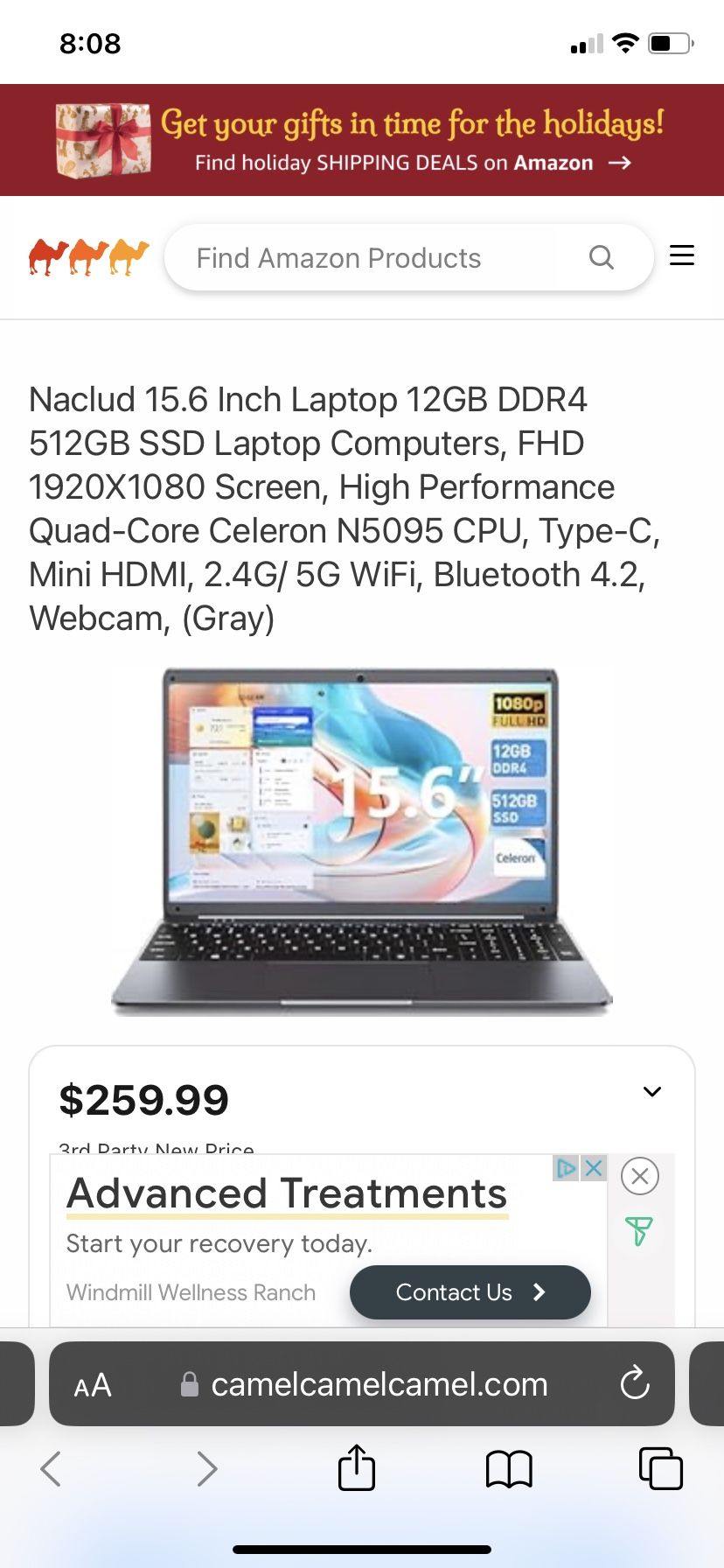 Naclud 15.6 Inch Laptop 12GB