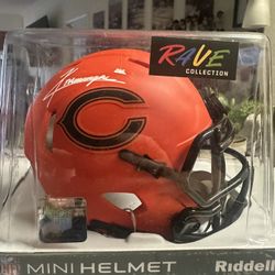 Kyle Monangai Signed Chicago Bears Riddell Rave Speed Mini Helmet JSA