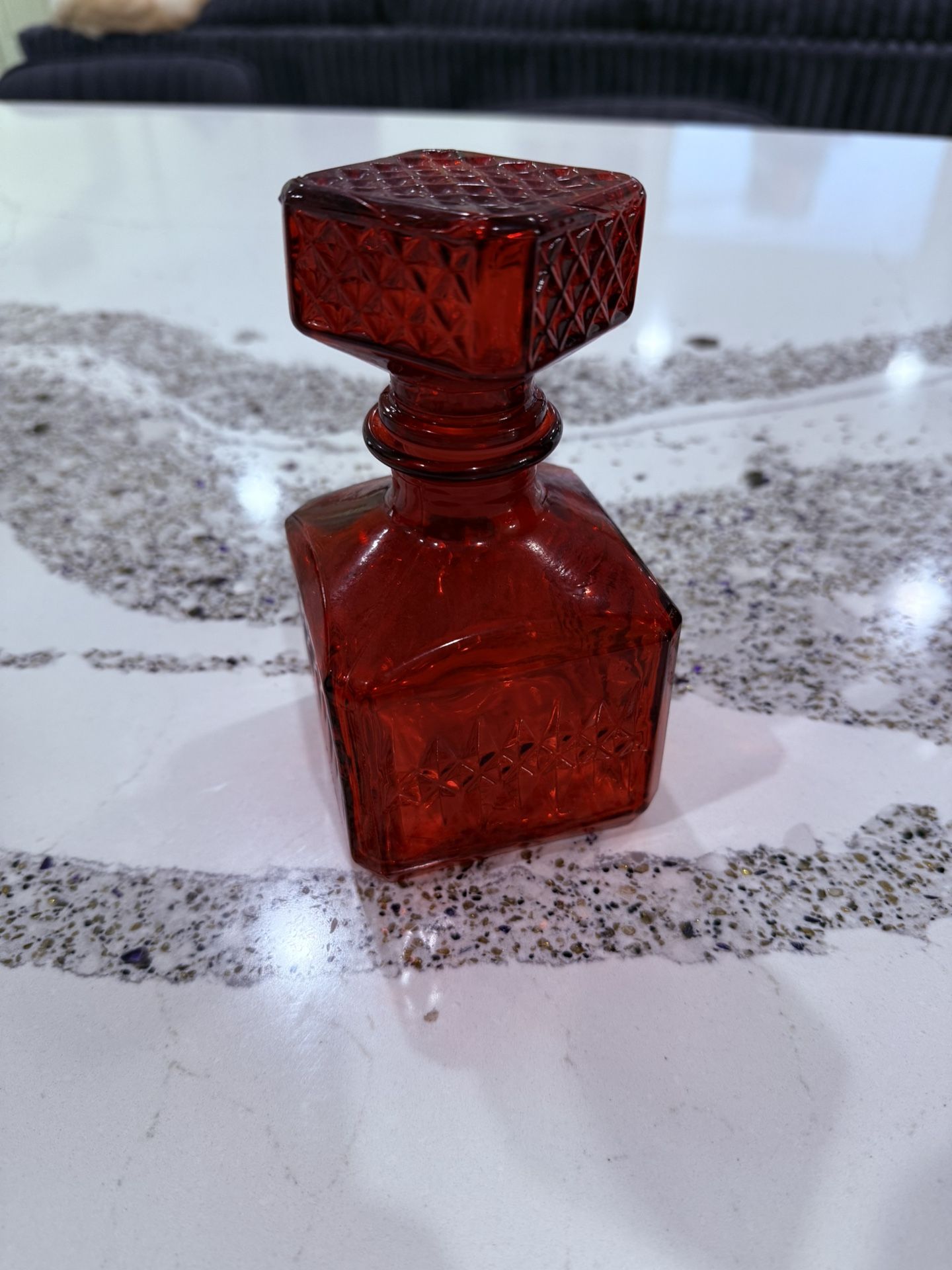 Small red apothecary jar