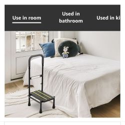 Packve Step Stool with Handle for Elderly, Adjustable Handrail & Leg, Sensor Light, Medical Stepping Stools for High Bed Mobility & Daily Living Aids,