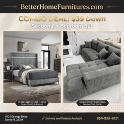 Brand new sectional and bedroom set bundle- shop now pay later $39 down