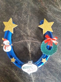 Christmas snowman horseshoe door hanger