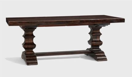 Pottery barn, Banks extendable dining table(76” x 128”), alfresco brown with two leaves