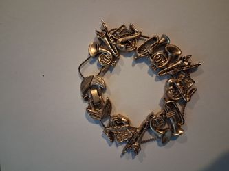 Vintage Music Instruments Themed Slide Bracelet