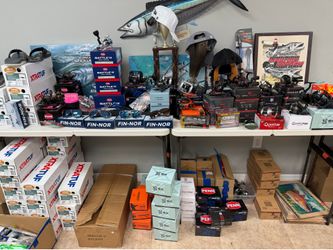 Many reels available below retail. lews, Penn, Quantum,live bottom