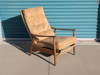 Mid-Century Modern Wood Frame Recliner Chair