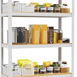 36" W x 16" D x 72" H Closet Storage Shelves,5 Tier White Metal Shelving Unit,Adjustable Heavy Duty Garage Shelves,Utility Rack Organizer Shelf for Ki