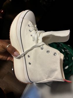 White Platform High-Top Canvas Sneakers