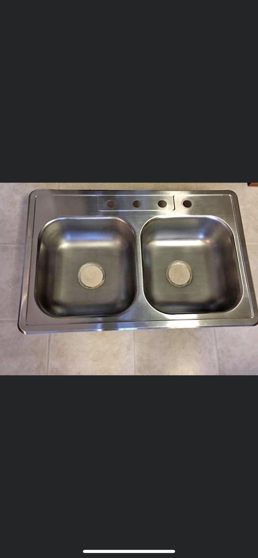 4 hole Stainless Steel Kitchen sink 33” x 22”