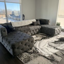 3 Piece Velvet Sectional Couch