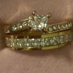 925 Princess Cut White sapphire  Size 4.5  Brand New EngagementRing WeddingBand BridalSet 