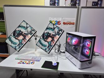 2026 Deals Gaming Computer Mega-Setup DUAL 1080p Monitors +i7 Processor Windows 11+WIFI6