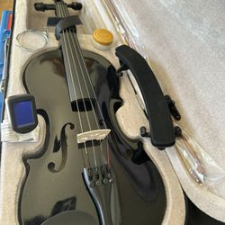 WACO 3/4 Size Black Violin with New Bow, Digital Tuner, Shoulder Rest, Extra Strings $150 Firm