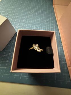Pandora double heart sparkling ring