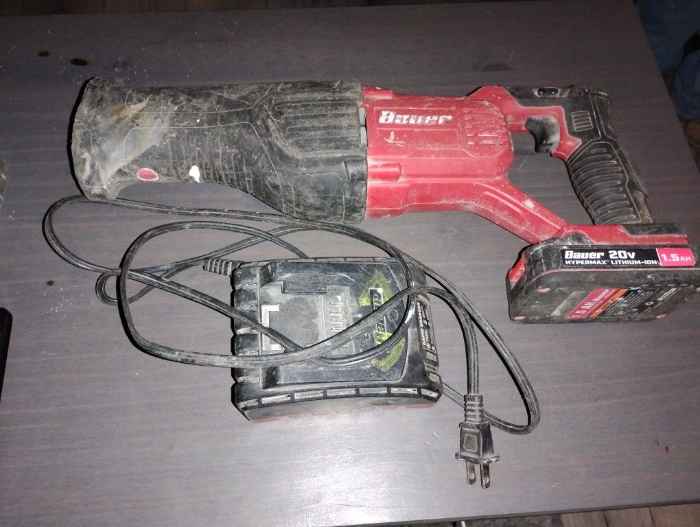 Bauer 20V Reciprocating Saw With Battery And Charger