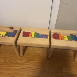 Name Puzzle Stools; Samuel, William, Charlie