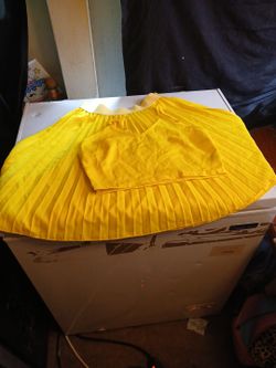 2 piece yellow skirt set