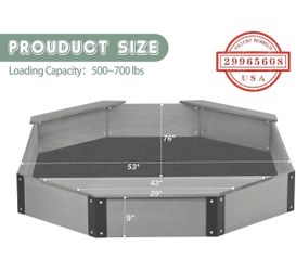 76''x53''x9'' Wooden Octagon Sandbox with Storage, Large Sandpit with Cover for Kids