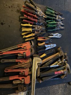 Tools snips pipe wrenches hammers